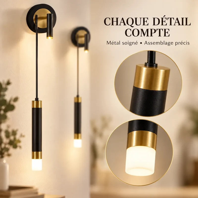 Applique Murale Linea | Lampe murale linéaire en fer, chambre et lecture
