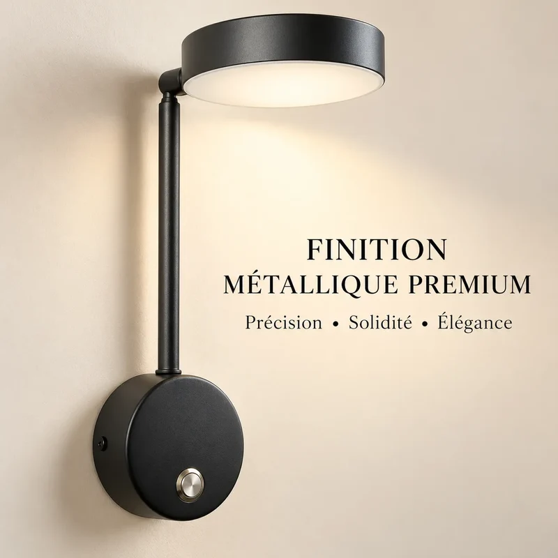 Applique Murale 9W | Lampe murale LED avec interrupteur, chambre et salon