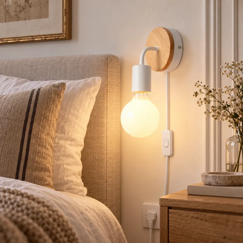 Applique Murale Nordica Bois | Lampe murale en bois et fer, chambre, salon et escalier