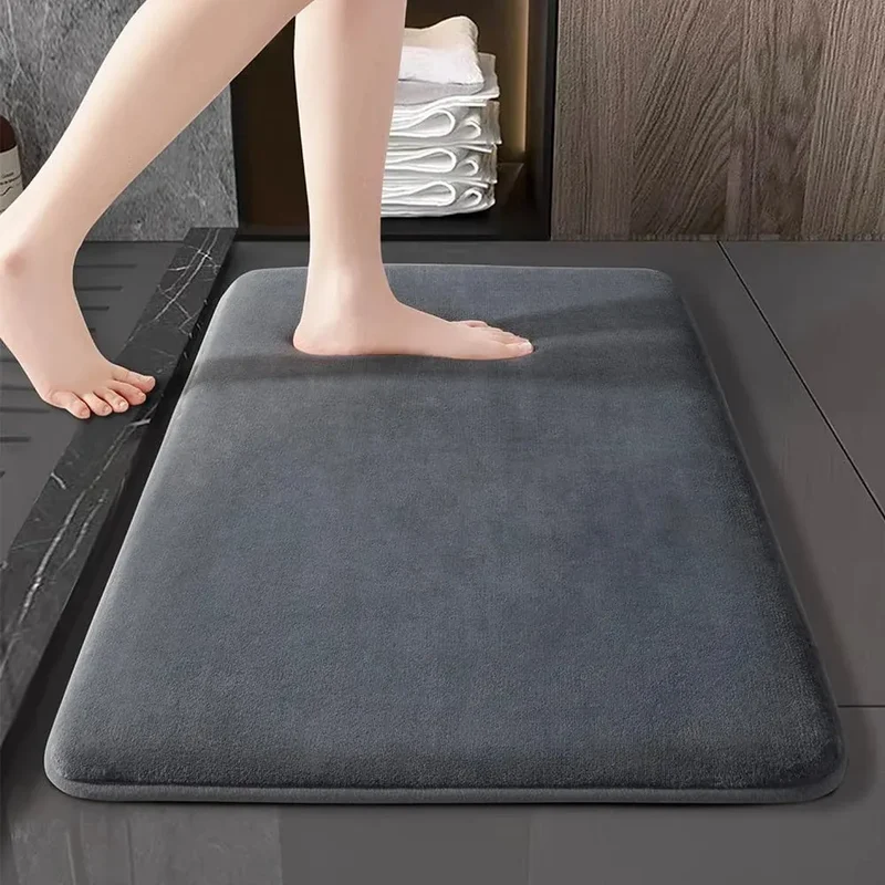 Tapis de Salle de Bain Moelly | Tapis de douche antidérapant en velours corail super absorbant