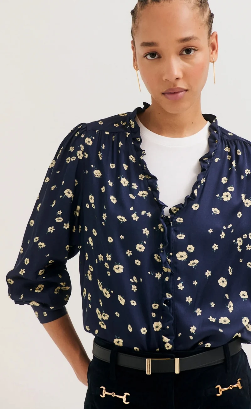 Pablo Chemise Lovia Fleurie Marine