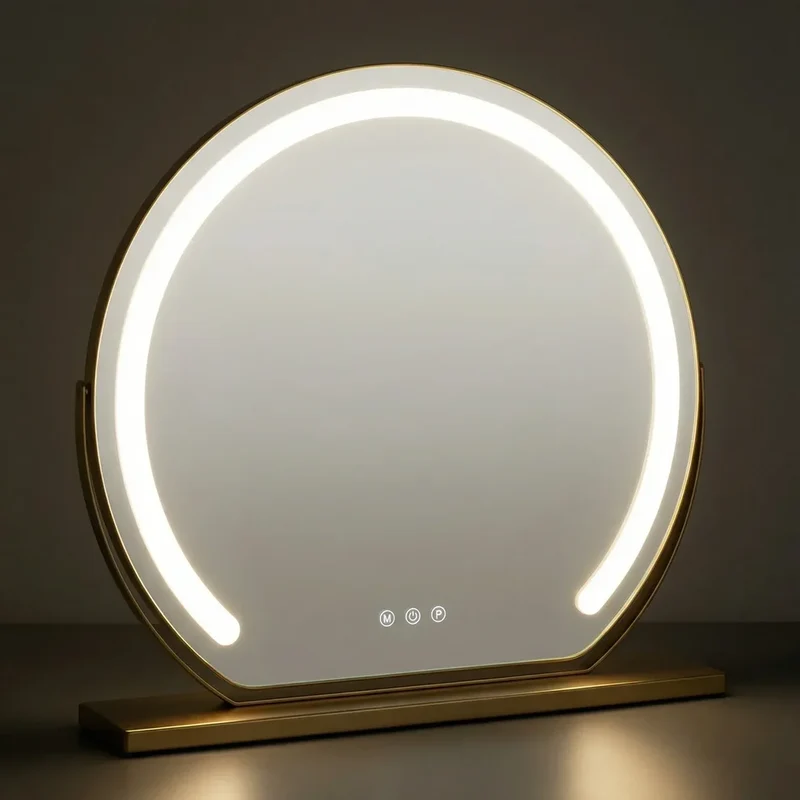 LUMINAPRO™ Éclat Doré | Élégant Miroir Maquillage LED pour les coiffeuses