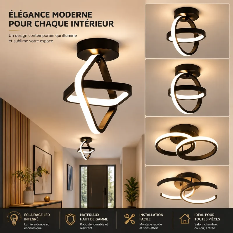 ORBÉLIA™ Moderne | Plafonnier à LED Design avec lumière 3 couleurs