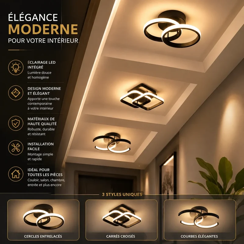 ORBÉLIA™ Moderne | Plafonnier à LED Design avec lumière 3 couleurs