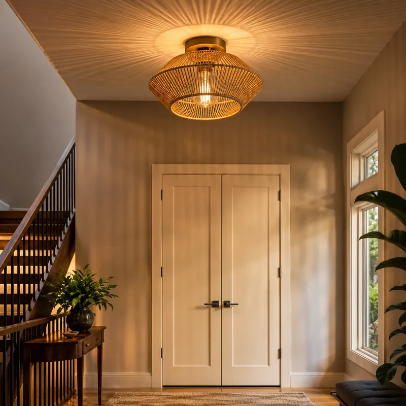 NATORA™ Tressé | Naturel plafonnier à led rotin