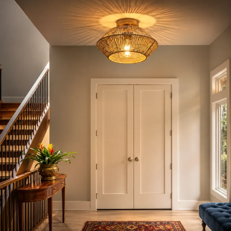 NATORA™ Tressé | Naturel plafonnier à led rotin