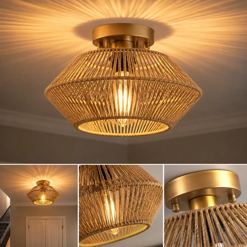 NATORA™ Tressé | Naturel plafonnier à led rotin