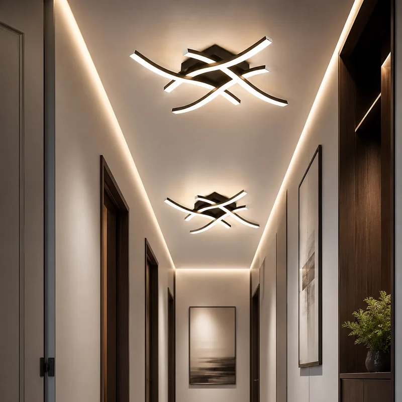 ÉLYSIA | Plafonnier à LED Incurvé Moderne pour Salon, Chambre et Cuisine
