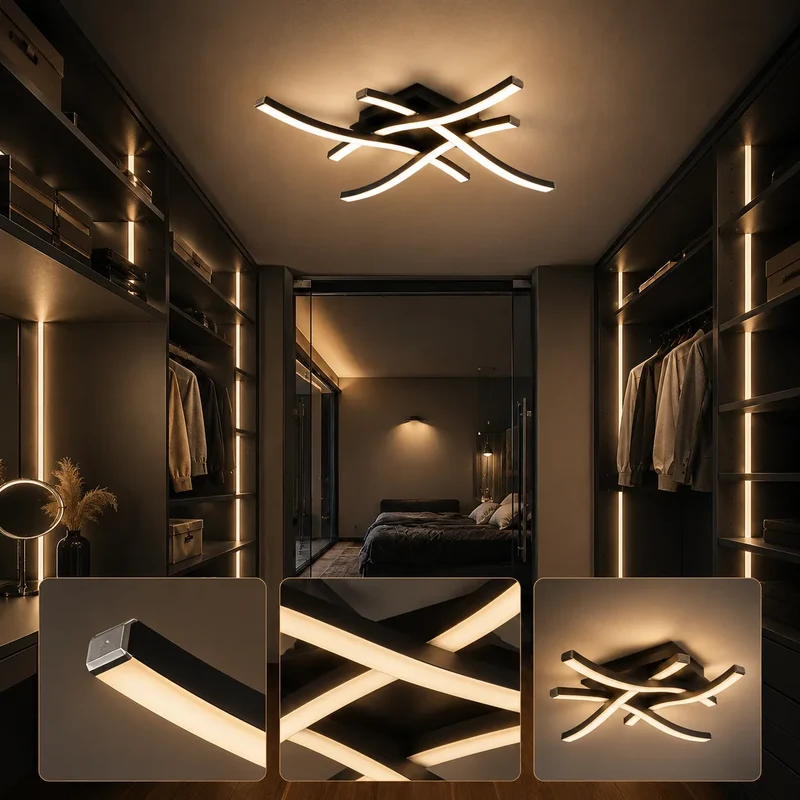 ÉLYSIA | Plafonnier à LED Incurvé Moderne pour Salon, Chambre et Cuisine