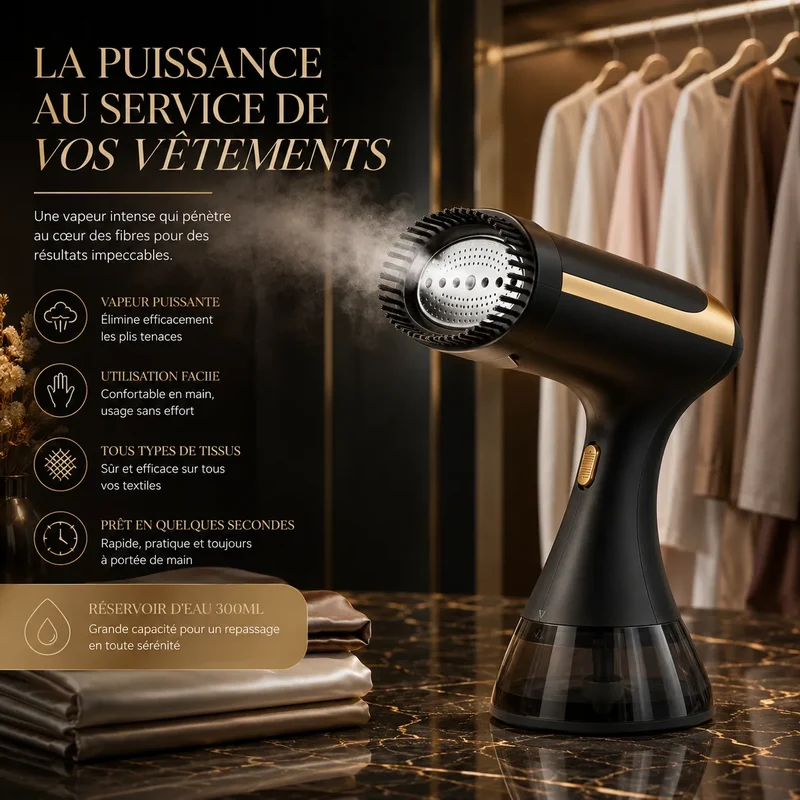 VAPORIA™ Nomade | Défroisseur vapeur portable compact pour maison et voyage
