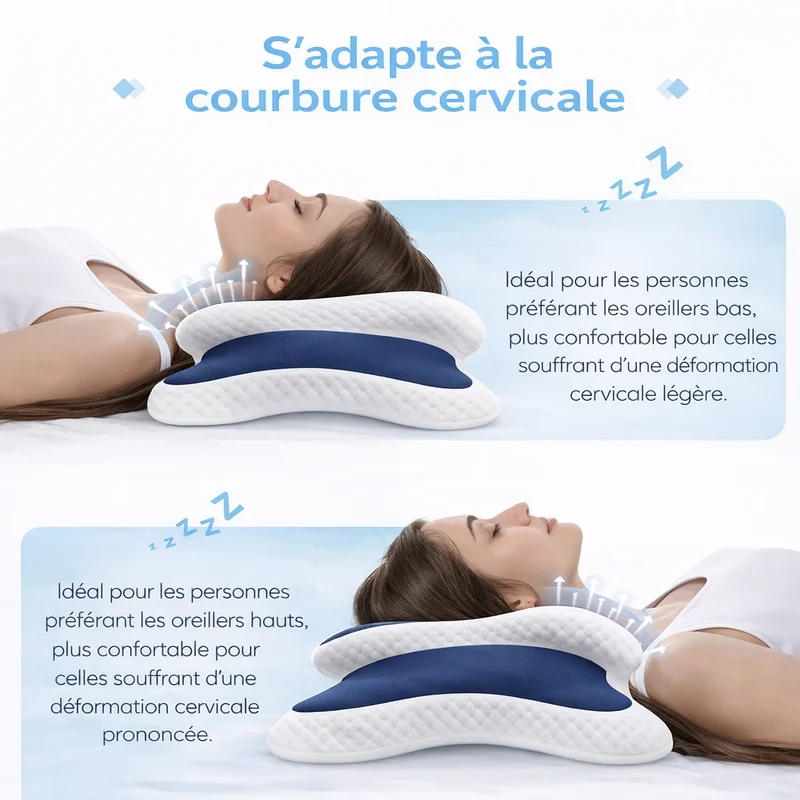 Oreiller Cervical Ergonomique à Mémoire de Forme