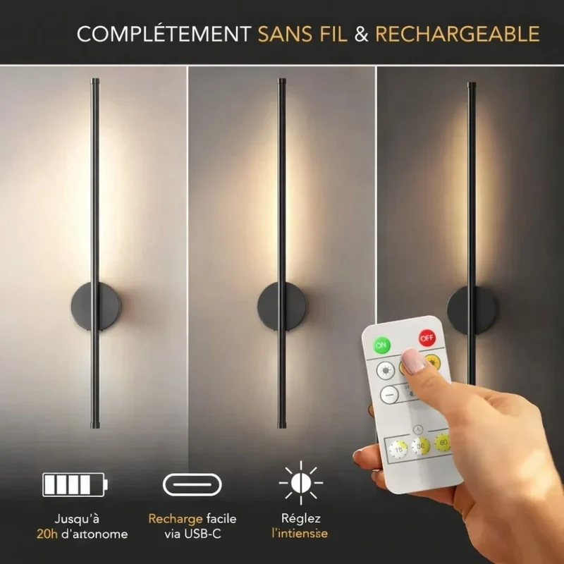 Applique Murale Sans Fil Rechargeable