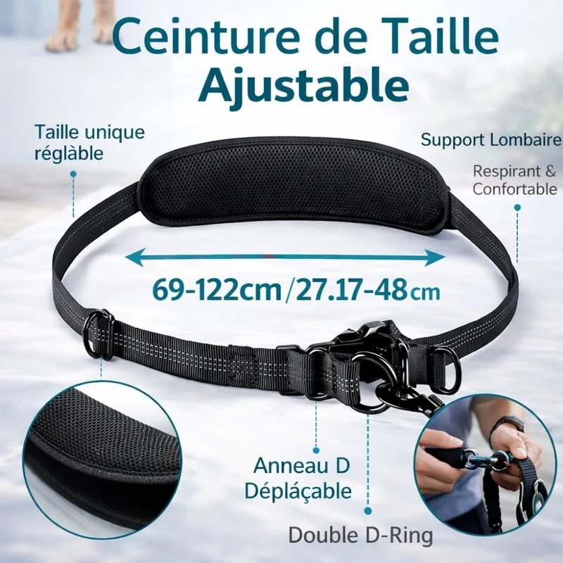 Laisse Double Mains Libres pour 2 Chiens