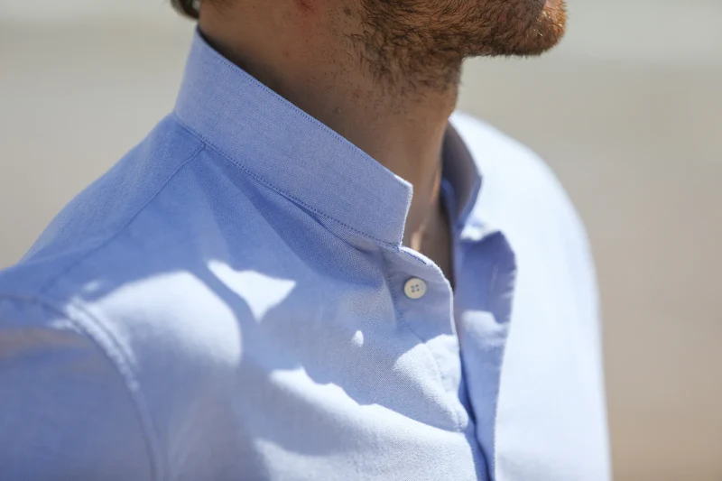 Drapeau Noir Chemise Oxford Col Tailleur Bleu