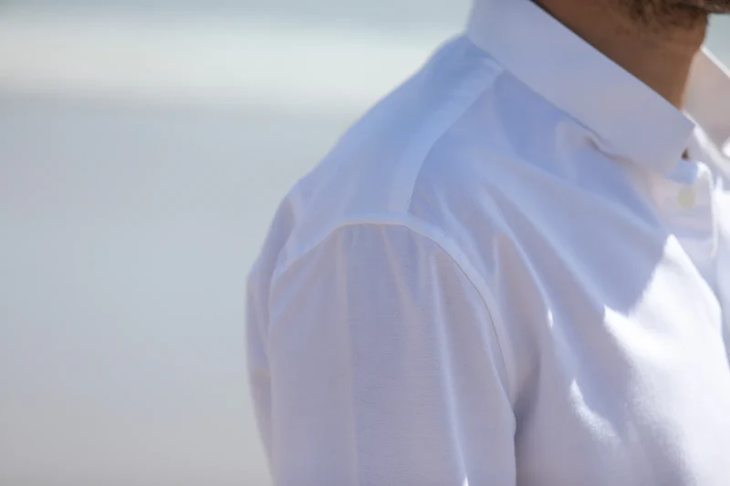 Drapeau Noir Chemise Oxford Col Tailleur Blanc