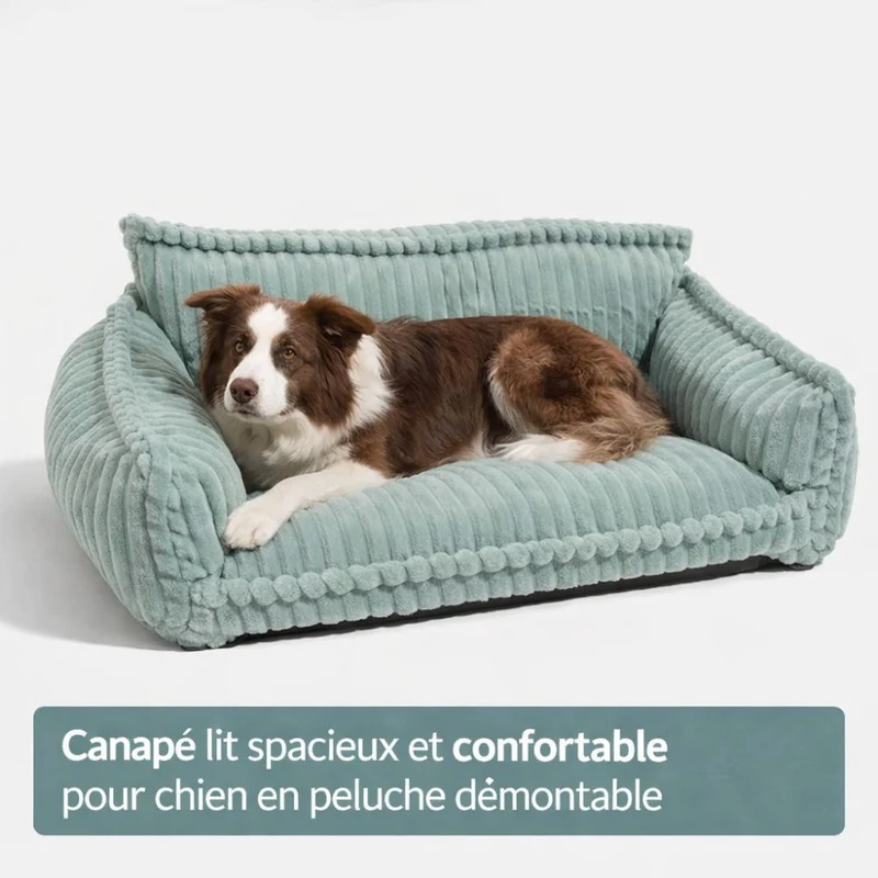 Canapé Orthopédique pour Chien en Velours Côtelé