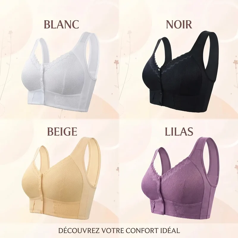ConfortDoux — Soutien-gorge sans armatures fermeture frontale coton