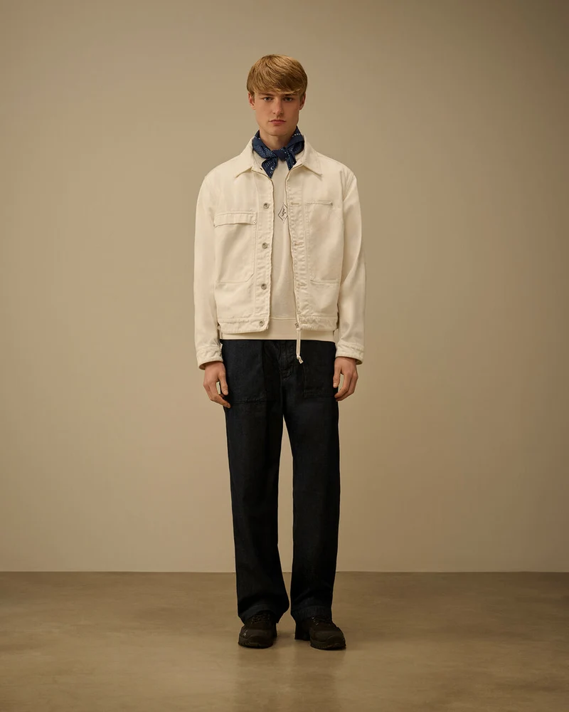 C.P. Company Veste Bull Denim Zip Gauze White