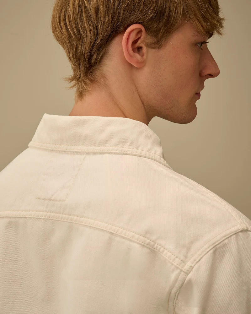 C.P. Company Veste Bull Denim Zip Gauze White