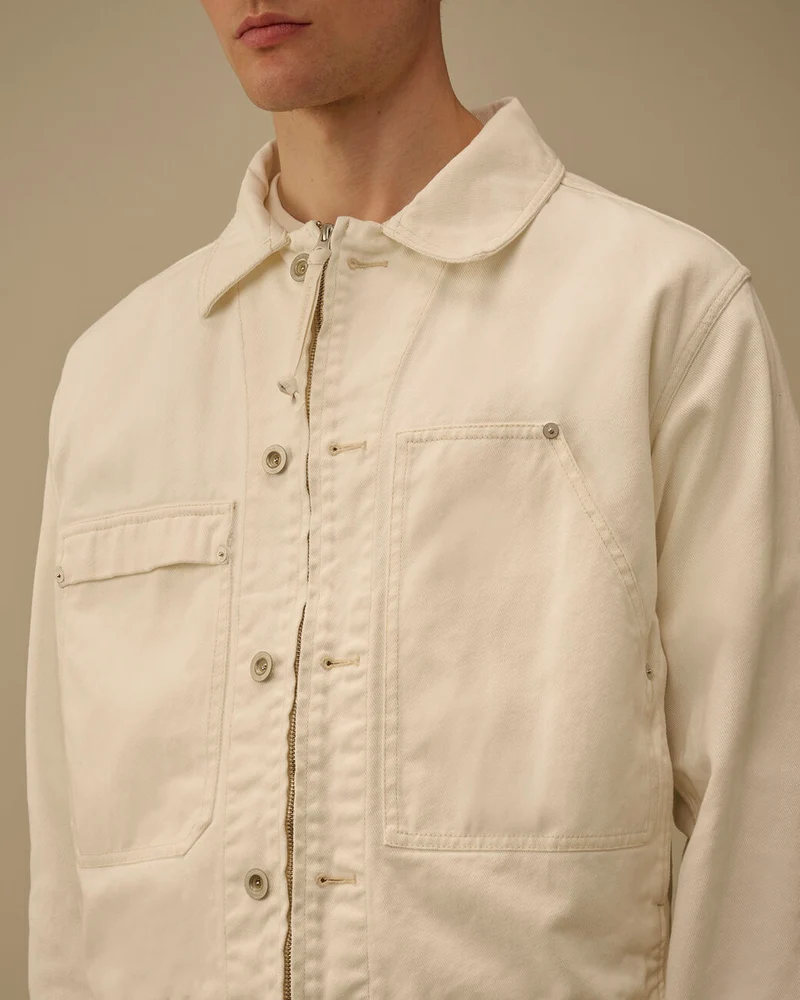 C.P. Company Veste Bull Denim Zip Gauze White