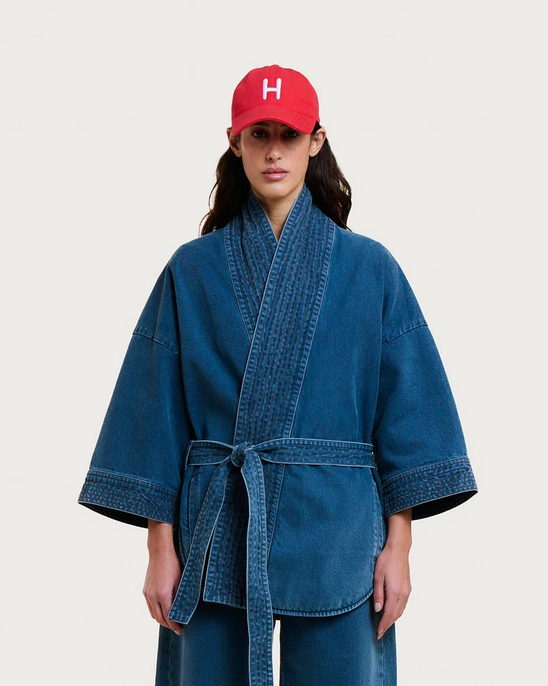 Homecore Veste Kimono Kura en Denim Grey Blue