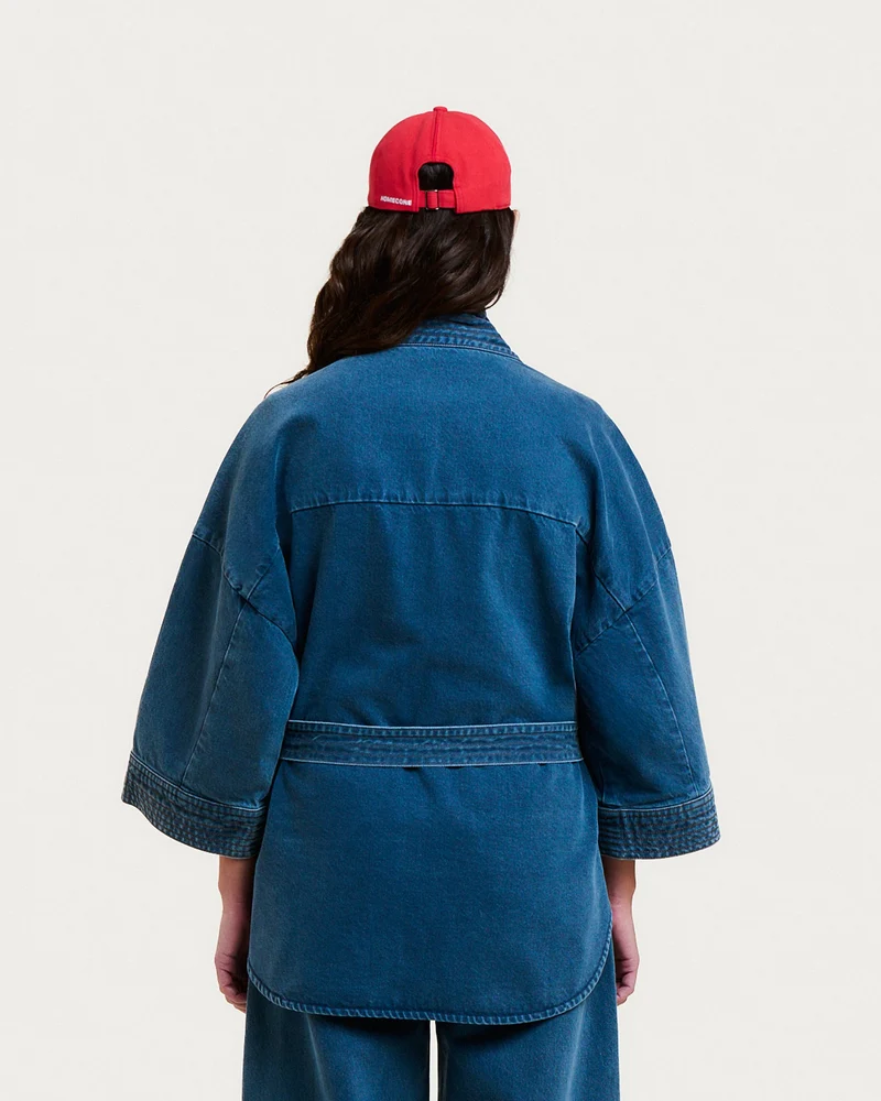 Homecore Veste Kimono Kura en Denim Grey Blue
