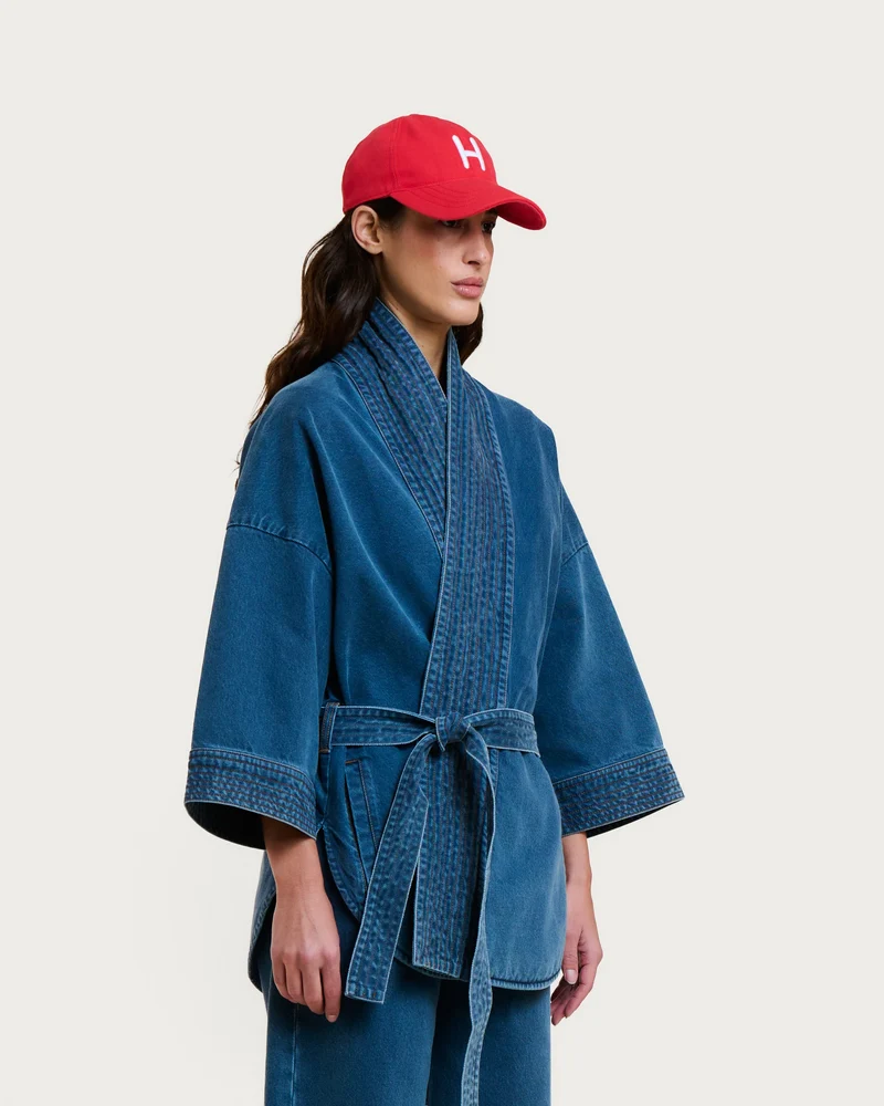 Homecore Veste Kimono Kura en Denim Grey Blue
