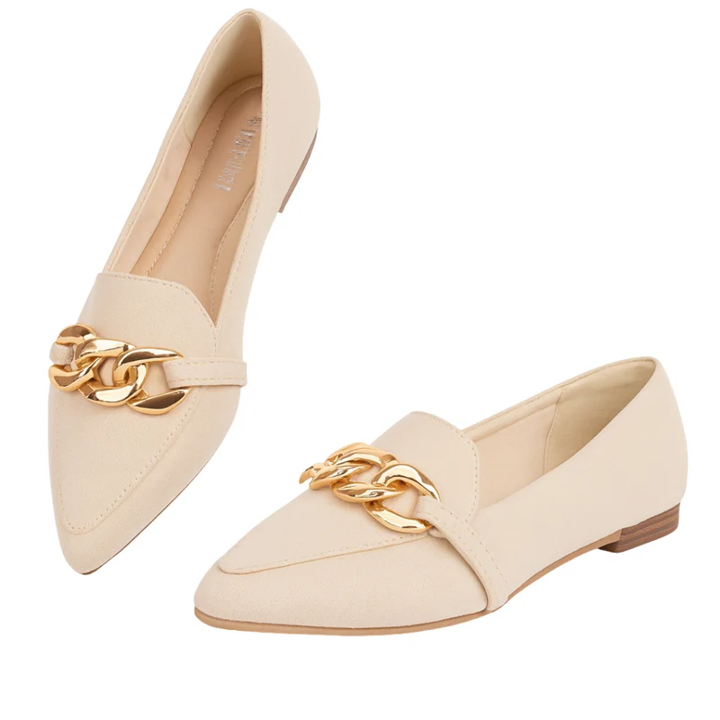 Mocassins Femme Confortables à Chaîne – Chaussures Plates en Suède