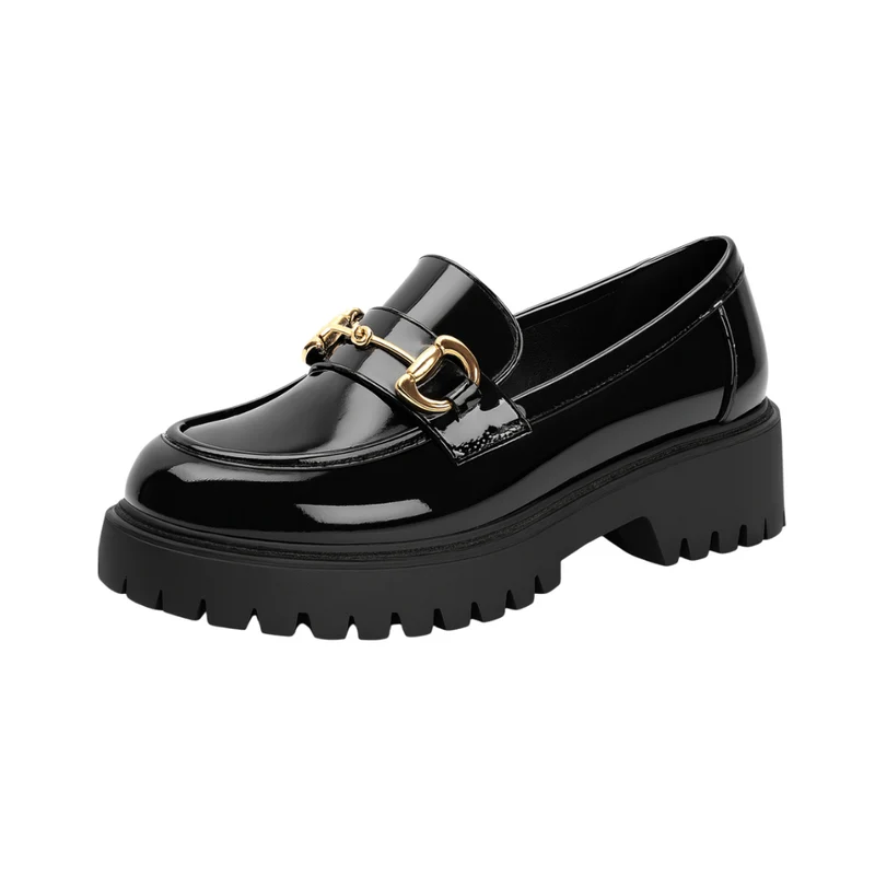 Loafers pour Femme à Semelle Plateforme – Chaussures Slip-On Confortables avec Boucle Métallique