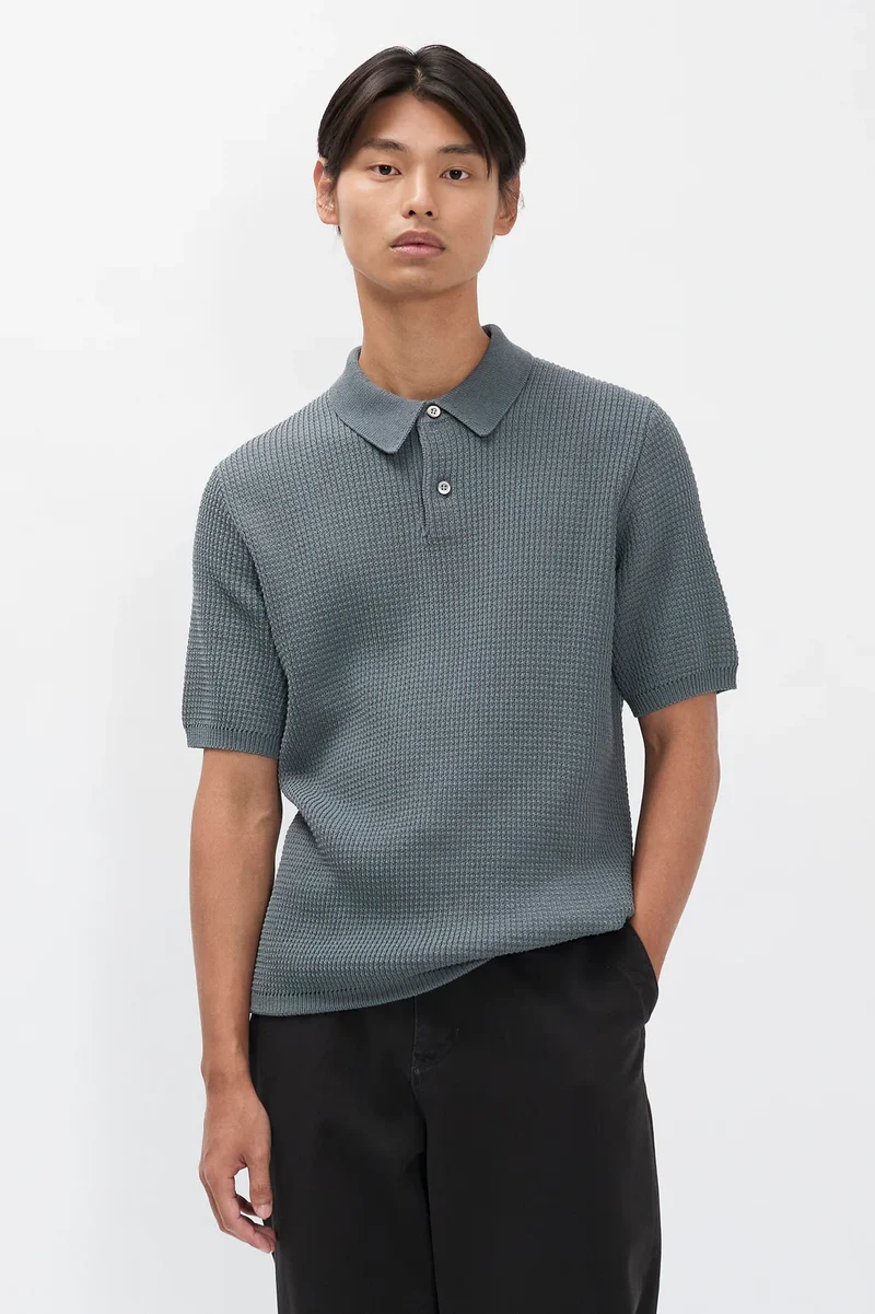 Norse Projects Polo Anholt Crepe Greyish Blue