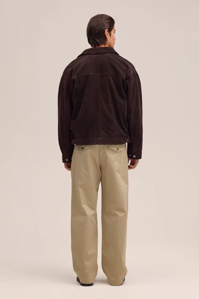 NN07 Veste Petrus en Cuir Suede Deep Truffle