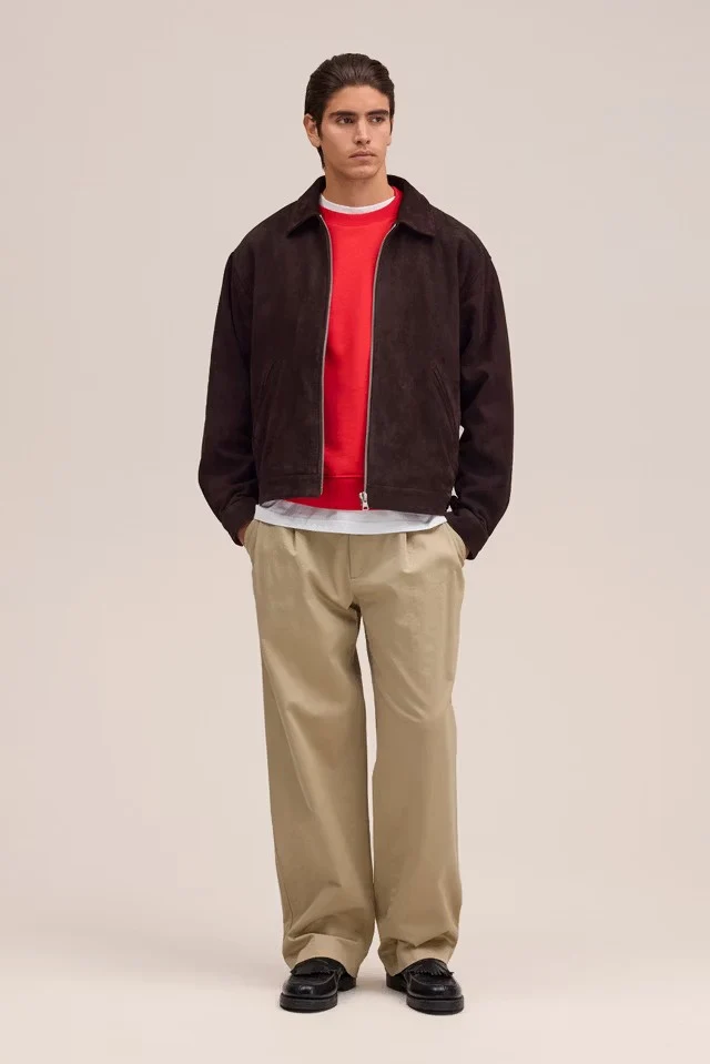 NN07 Veste Petrus en Cuir Suede Deep Truffle