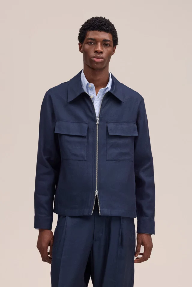 NN07 Veste Alban en Lin Deep Navy