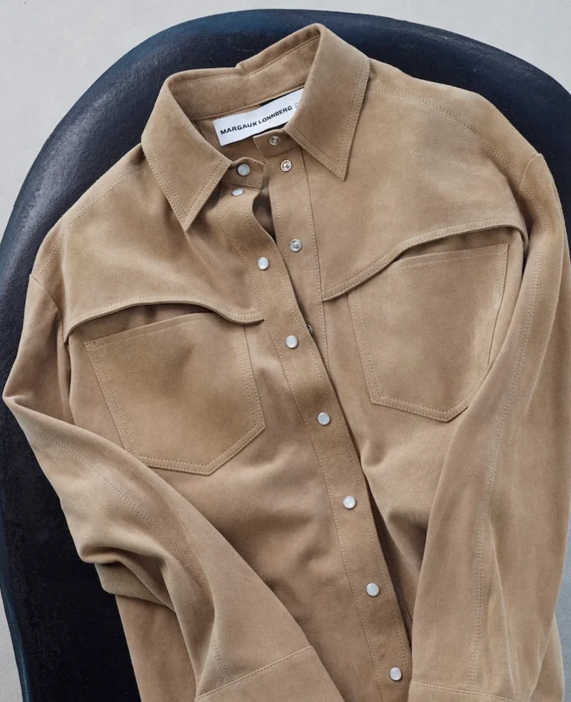Margaux Lonnberg Chemise Blake en Cuir Beige
