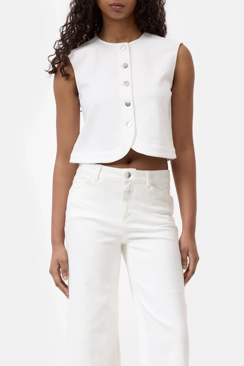Closed Veste Gilet en Denim White