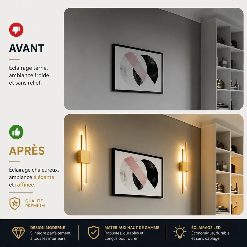 AuraTwin™ - Applique murale sans fil | Lampe murale LED rechargeable USB-C