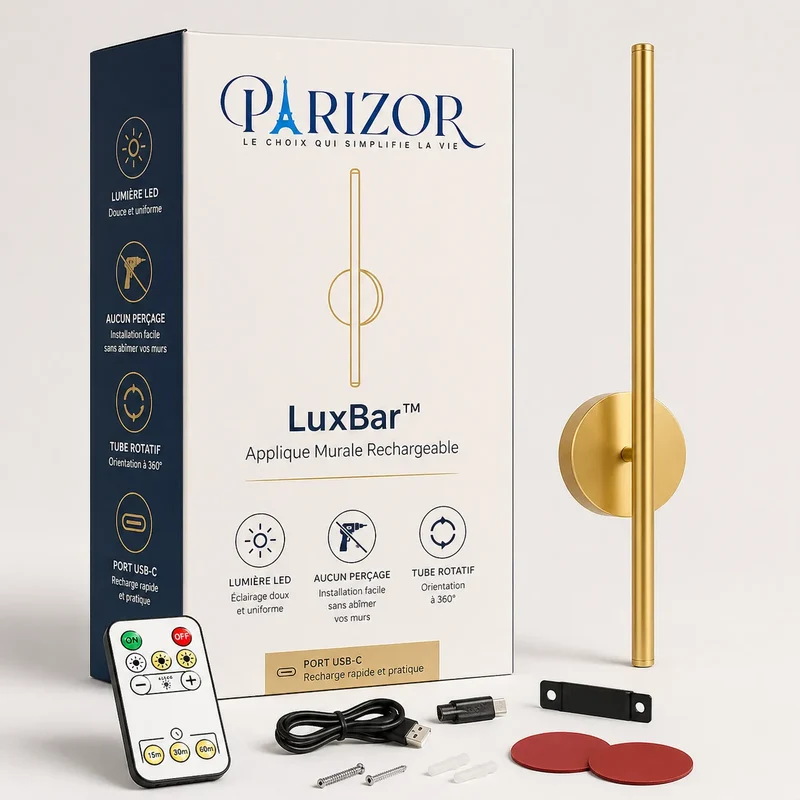 LuxBar Applique murale sans fil | Lampe murale LED rechargeable USB-C