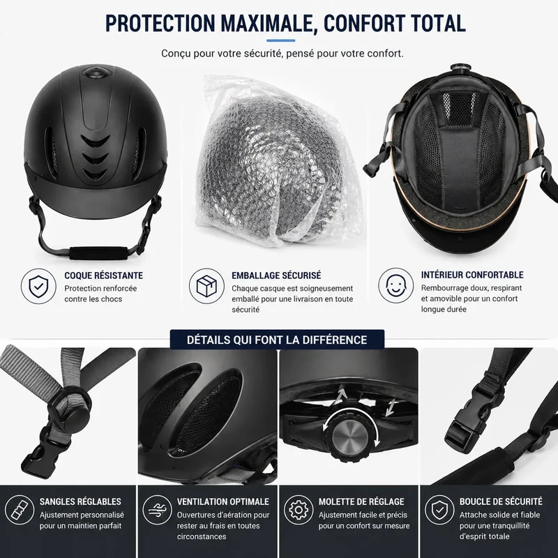 AéroRide ™ Casque équitation ventilé léger – bombe équitation réglable adulte/ado