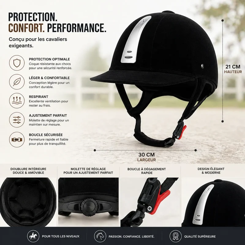 Équix™ | Casque équitation élégant réglable – bombe équitation légère adulte unisexe