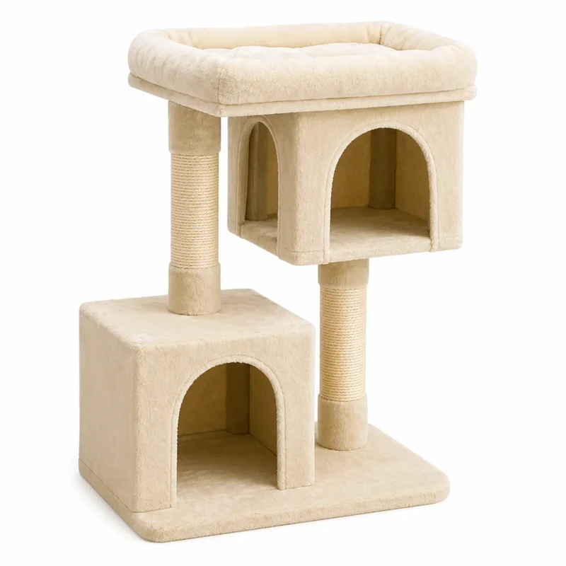 Arbre à Chat Maison Féline | Élégant & Compact — 2 niches et griffoir sisal