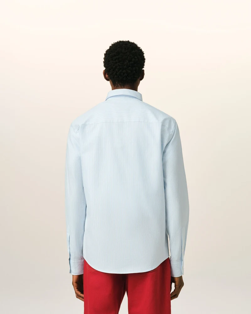 AMI Chemise Ami de Coeur Noir Oxford Rayé Bleu Ciel