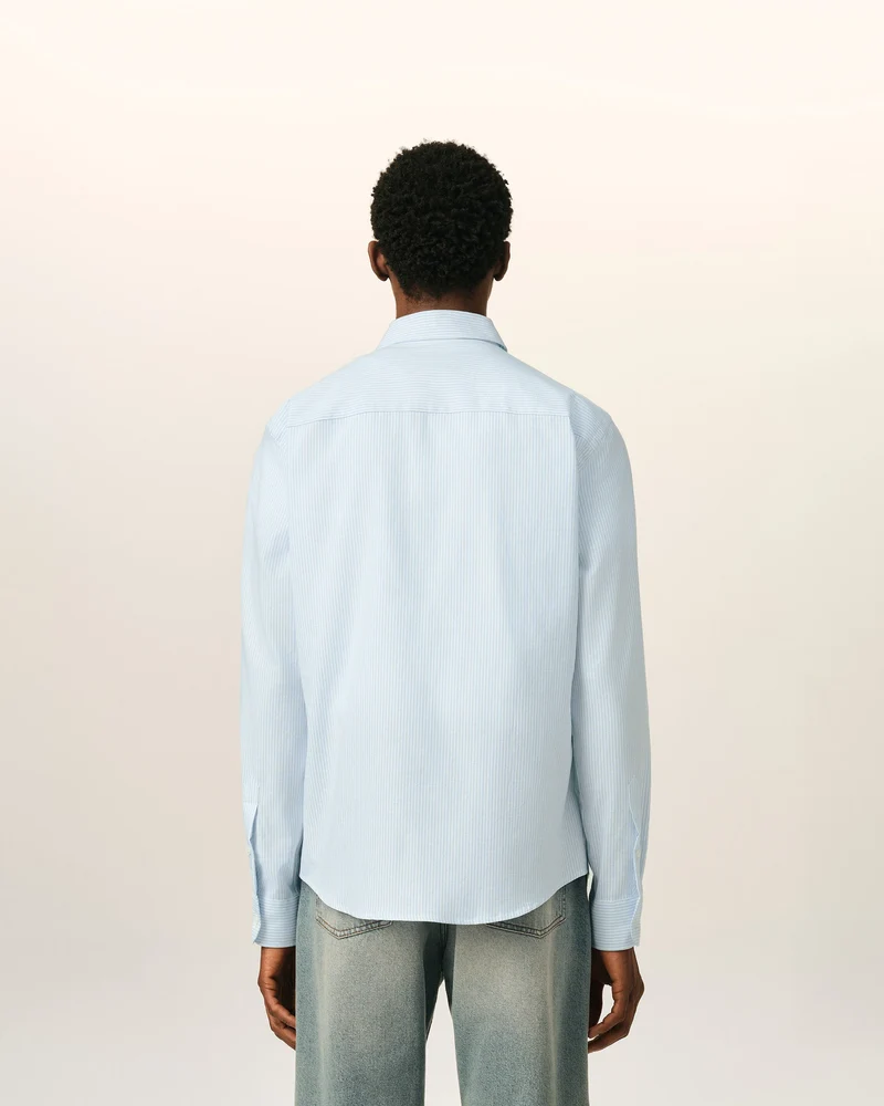 AMI Chemise Ami de Coeur Rouge Oxford Rayé Bleu Ciel