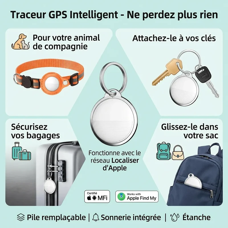 Trackéo Pro - Mini Traceur GPS Bluetooth Compatible Traceur GPS Sans Abonnement Compatible