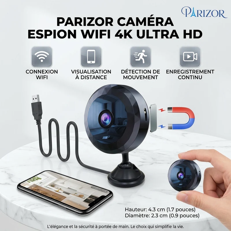 SecureCam - Mini caméra espion WiFi 1080P discrète | Surveillance maison intelligente