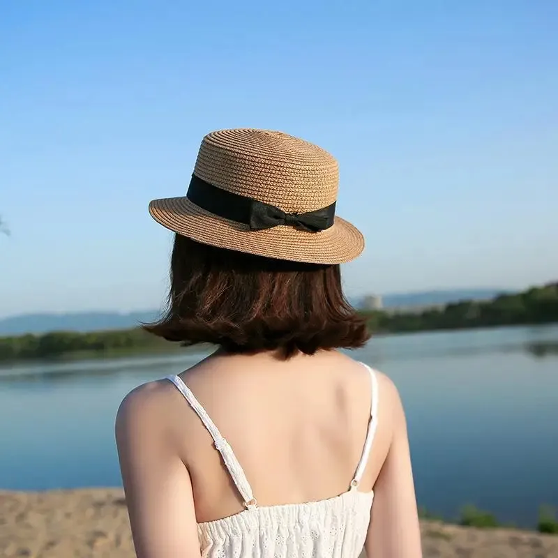 Charme Estival – Chapeau paille femme à bord large avec nœud