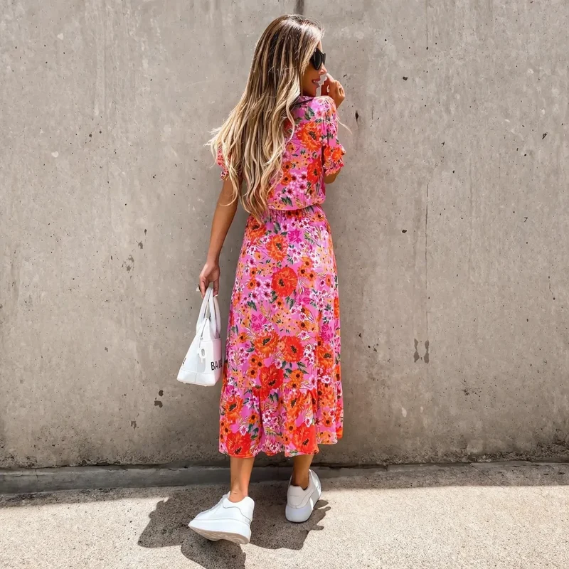 Velmora™ – Robe mi longue femme fluide imprimé