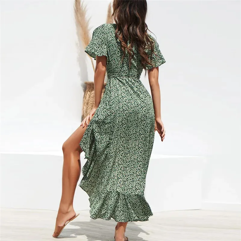 Féréna™ – Robe mi longue femme fluide imprimé floral