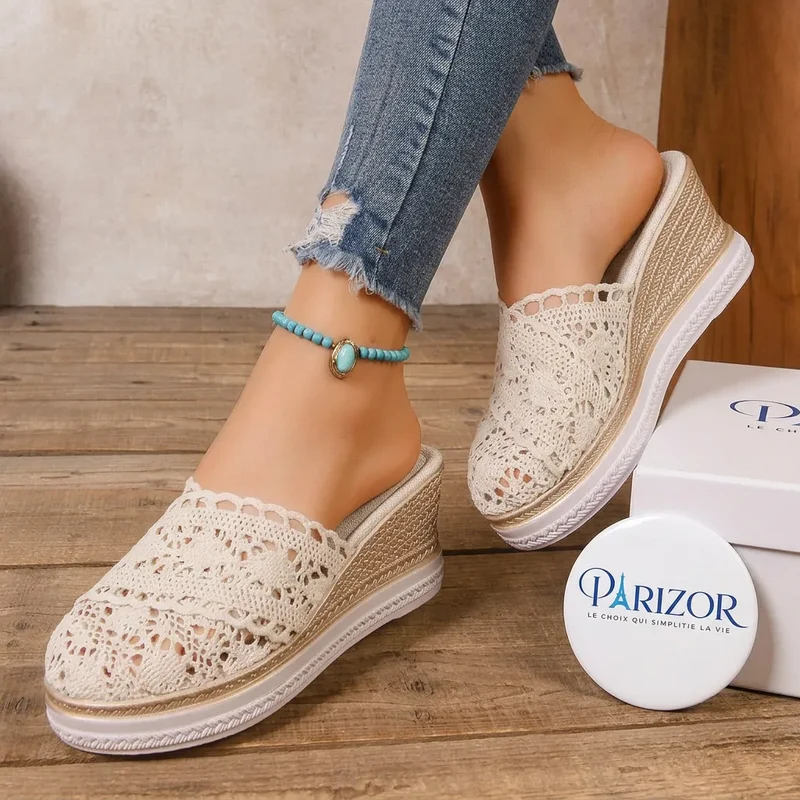 RETROLUX™ | Sandale Plate Forme Femme Cuir – Élégante & Confort