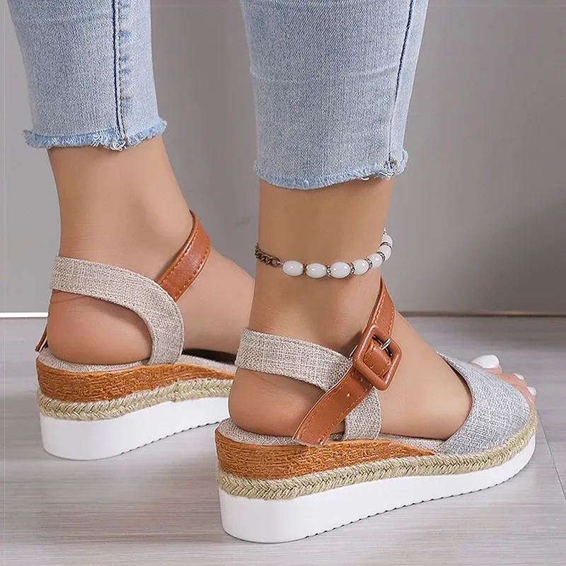 ELEVIA™ – Sandales Plateforme Femme Élégantes à Talon Compensé & Confort Été