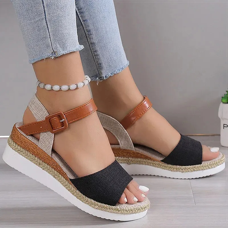 ELEVIA™ – Sandales Plateforme Femme Élégantes à Talon Compensé & Confort Été